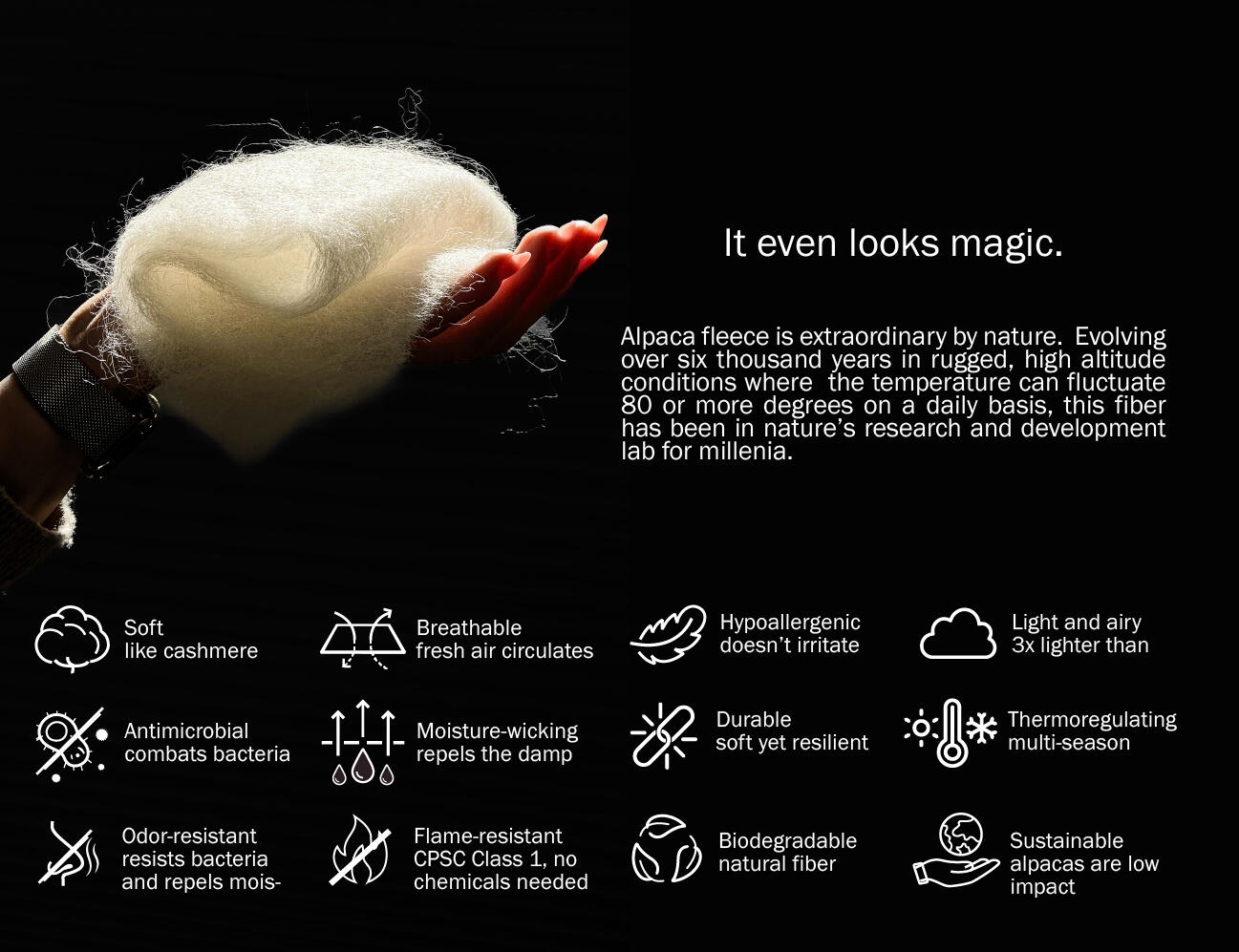 Alpaca fleece Qualities of alpaca fleece